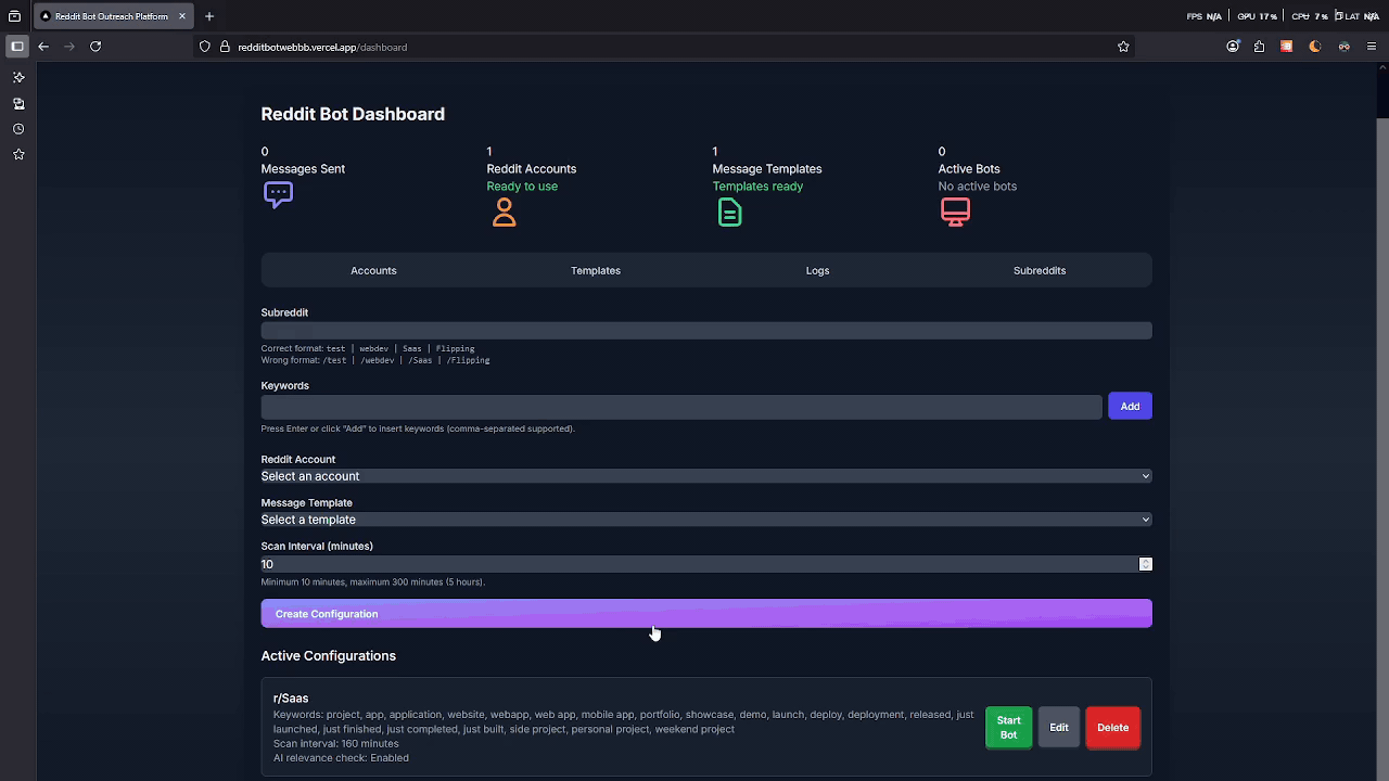 Viewing bot logs demonstration